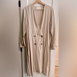 Oak + Fort Double Breasted Linen Coat with Pockets